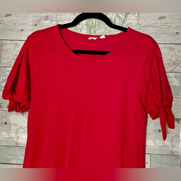 GAP Soft Spun Tie Short Slit Sleeve Swing Dress Slipper Red Size M - Picture 5 of 15
